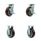 Service Caster 6 Inch Polyurethane Caster Set with Roller Bearings 2 Brake 2 Rigid SCC SCC-30CS620-PPUR-TLB-2-R620-2 - alternate 1